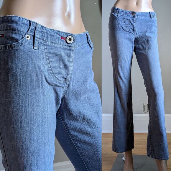 Vintage Y2K Tommy Hilfiger Jeans Low Rise Flare Button Fly Preppy Size 7 - Picture 1 of 13